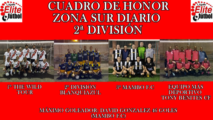CUADRO DE HONOR. ZONA SUR DIARIO 2ª DIVISIÓN